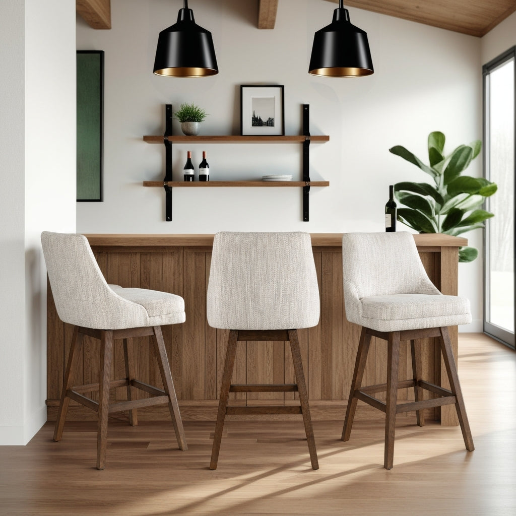 20.5"W x 23.75"D x 42"H / Beige/Brown Wood