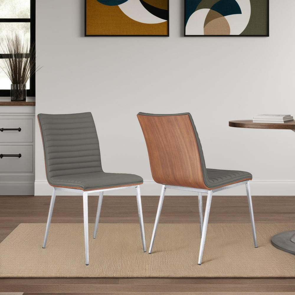 17"W x 22"D x 34"H / Gray/Brushed Stainless Steel