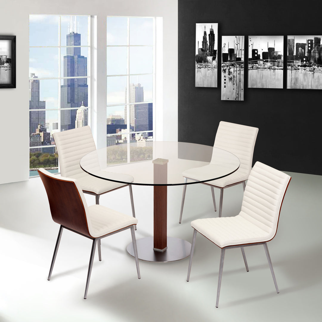 17"W x 22"D x 34"H / White/Brushed Stainless Steel