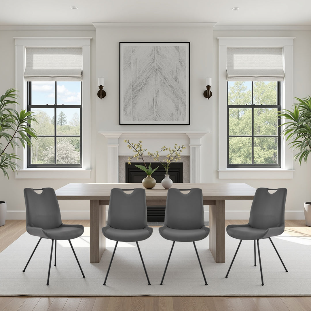 19.5"W x 24.5"D x 35.5"H / Gray Faux Leather/Gray Powder Coated Finish