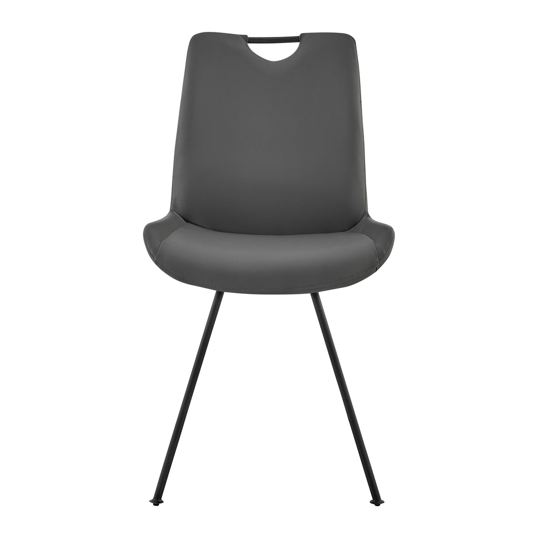 19.5"W x 24.5"D x 35.5"H / Gray Faux Leather/Gray Powder Coated Finish