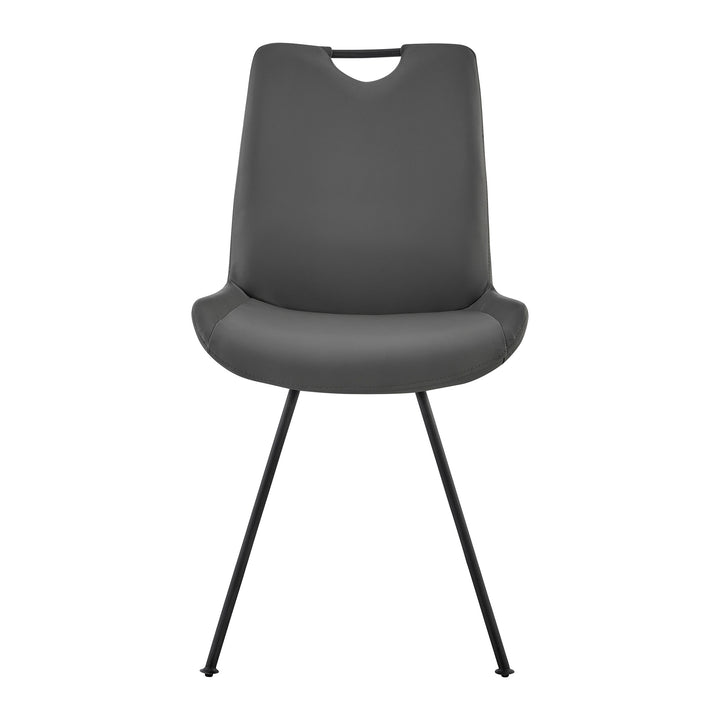 19.5"W x 24.5"D x 35.5"H / Gray Faux Leather/Gray Powder Coated Finish