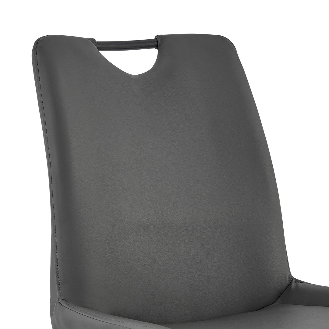 19.5"W x 24.5"D x 35.5"H / Gray Faux Leather/Gray Powder Coated Finish