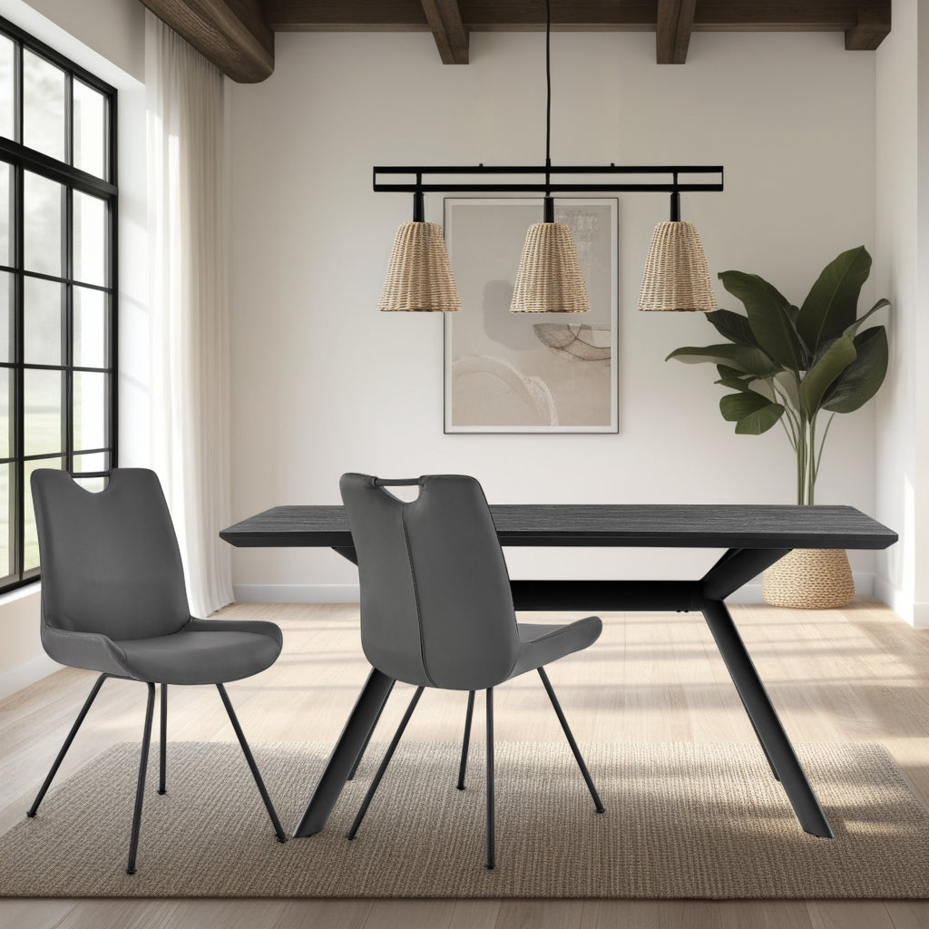 19.5"W x 24.5"D x 35.5"H / Gray Faux Leather/Gray Powder Coated Finish