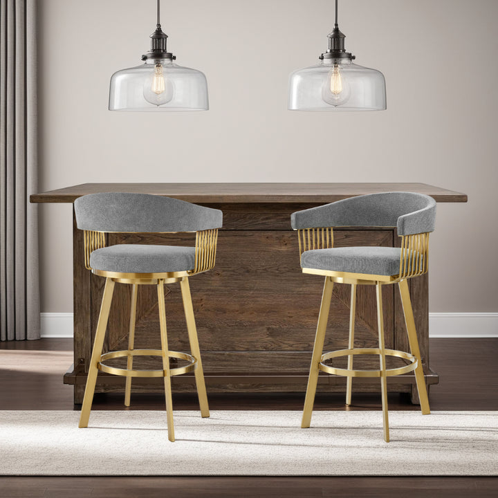 22"W x 21"D x 38"H / Anchor Gray/Gold