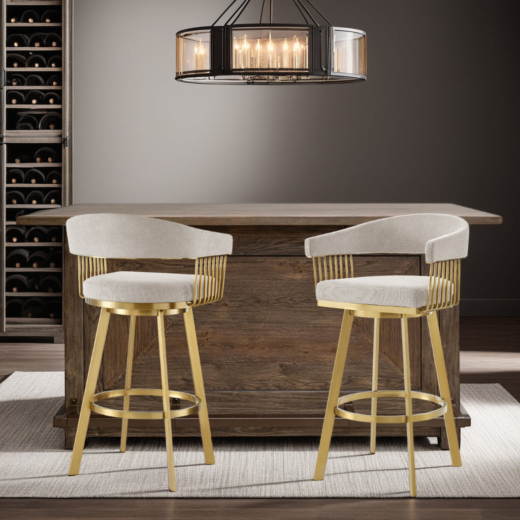 22"W x 21"D x 38"H / Taupe/Gold