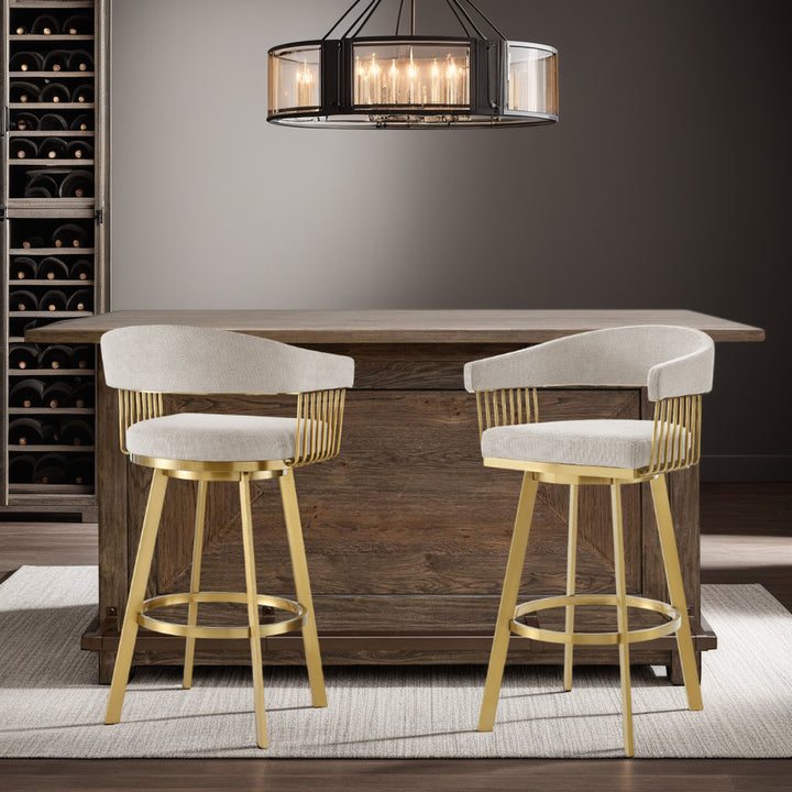 22"W x 21"D x 38"H / Taupe/Gold