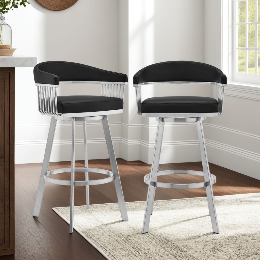 22"W x 21"D x 38"H / Black/Stainless Steel