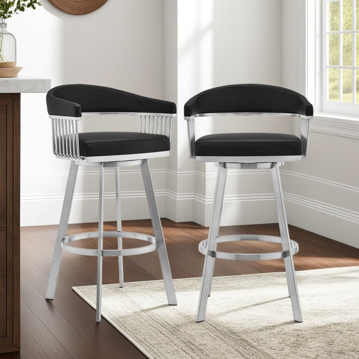 22"W x 21"D x 38"H / Black/Stainless Steel