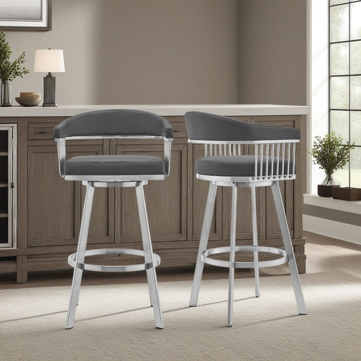 22"W x 21"D x 38"H / Gray/Stainless Steel