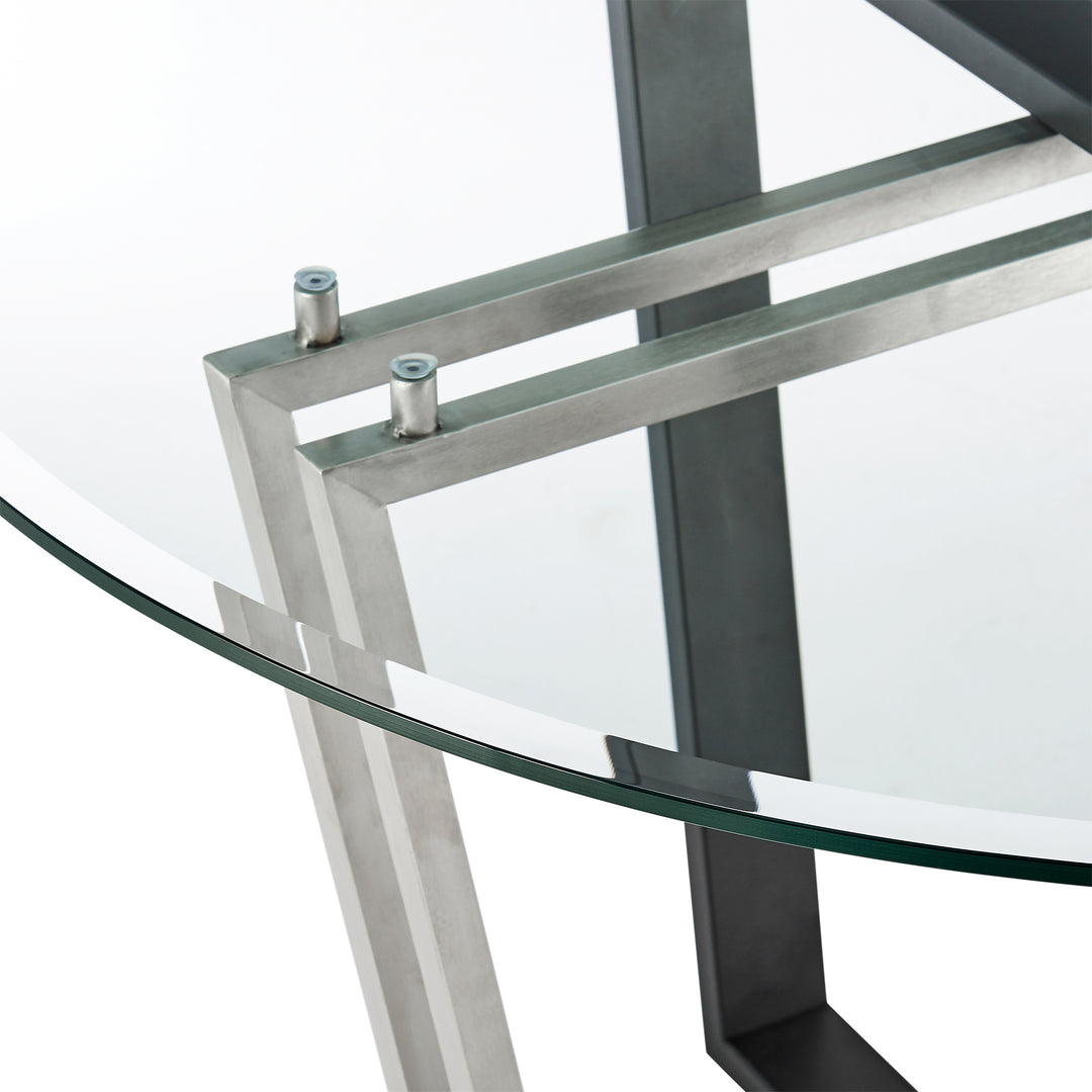 48"W x 48"D x 30"H / Stainless Steel and Black Iron/Stainless Steel / Black