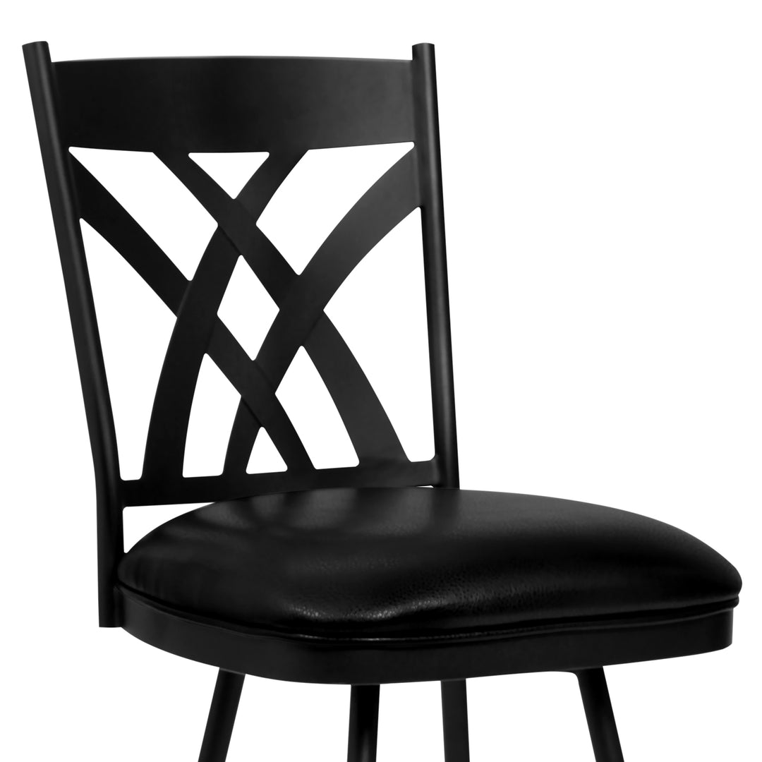 18"W x 24"D x 43"H / Ford Black Faux Leather/Matte Black