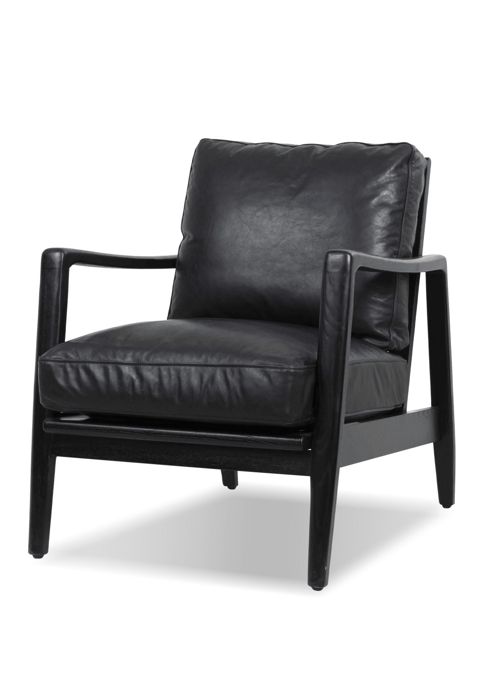 Black Leather/Black Ash Wood Frame