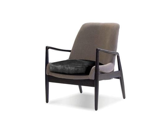 Ash Grey Seat, Black Leather Seat Cushion /