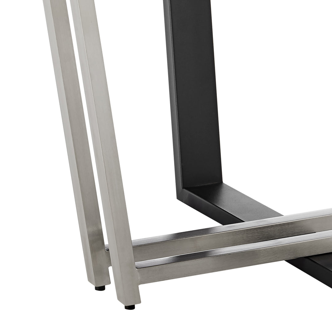 48"W x 48"D x 31"H / Walnut/Stainless Steel / Black