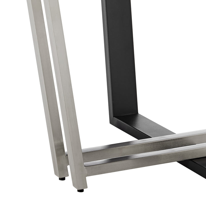 48"W x 48"D x 31"H / Walnut/Stainless Steel / Black