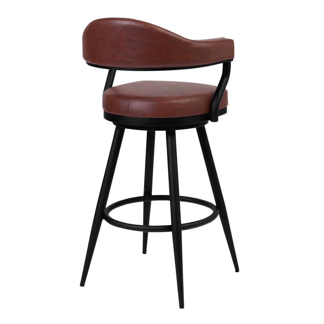Vintage Coffee Faux Leather-Black Powder Coated Finish