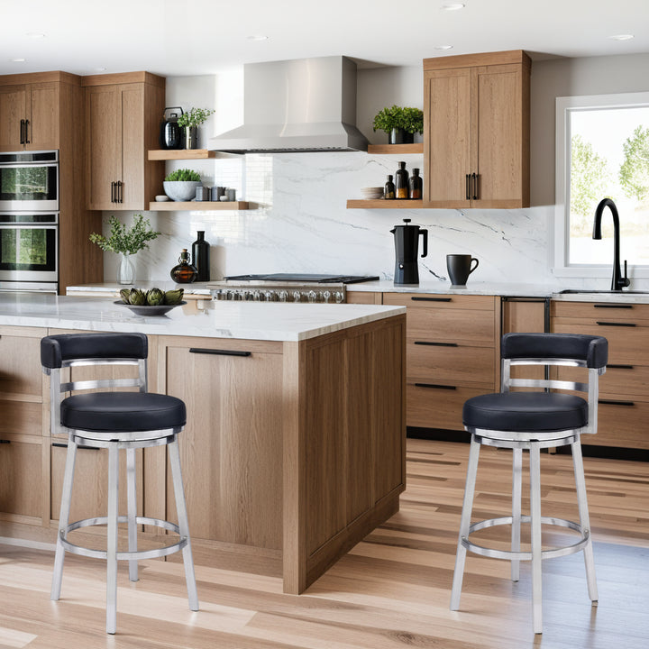 20"W x 21"D x 35"H / Black/Brushed Stainless Steel