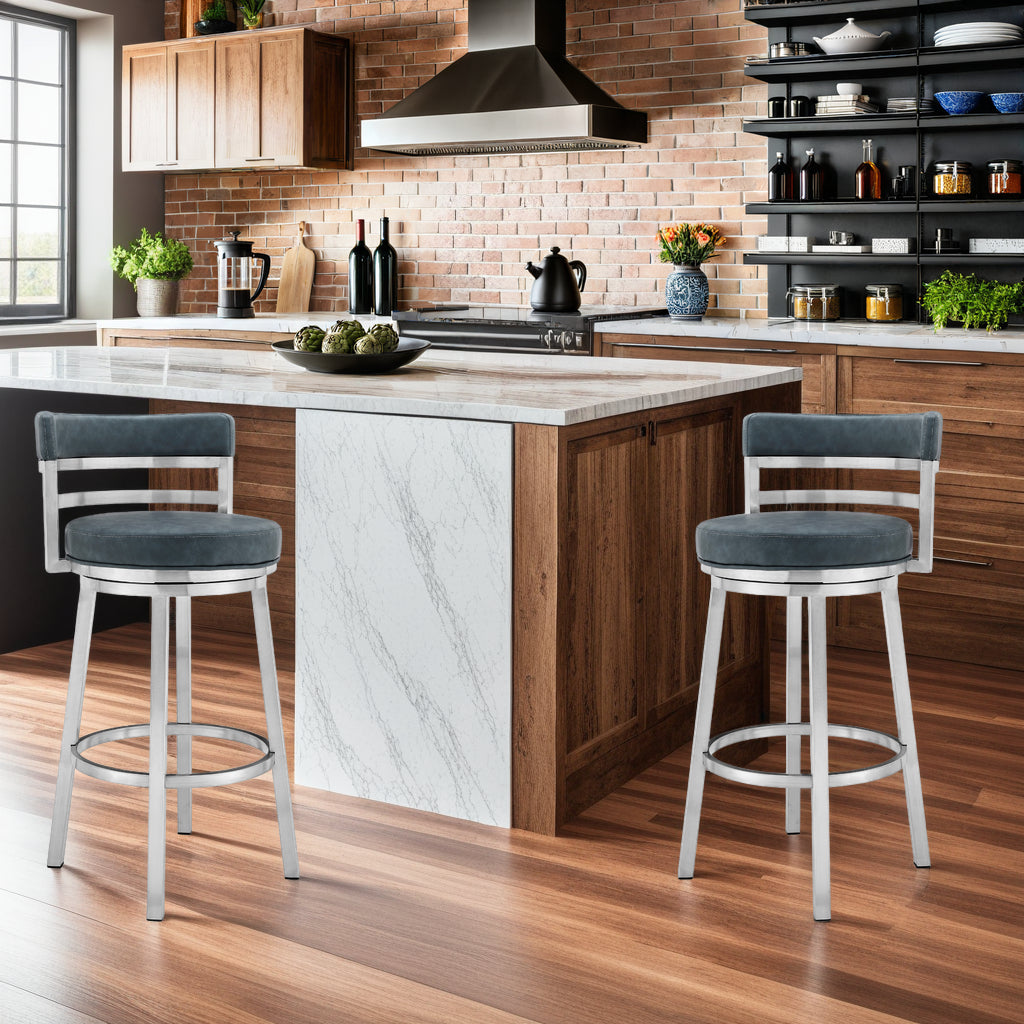 20"W x 21"D x 36"H / Blue/Brushed Stainless Steel Finishing