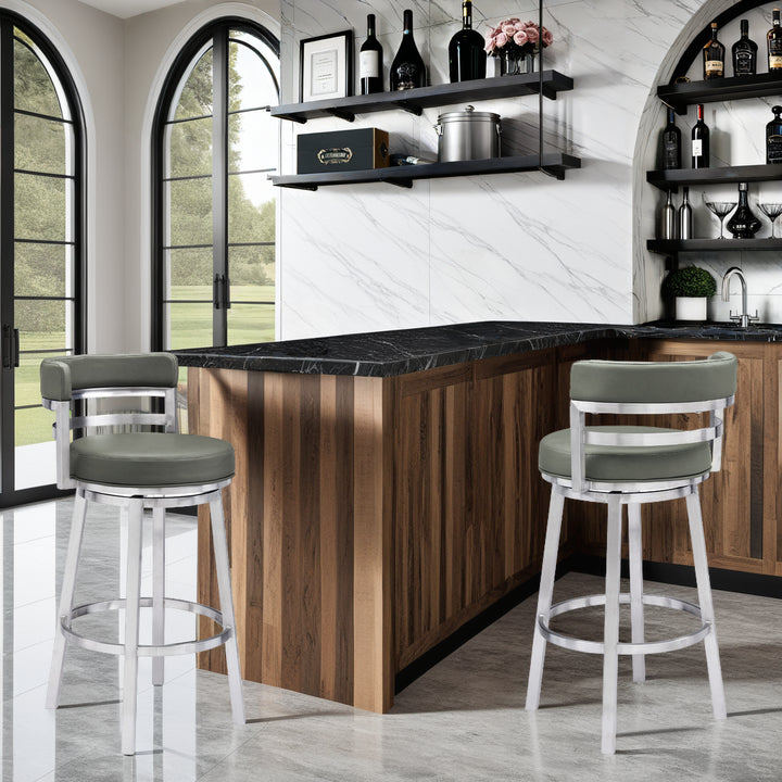 20"W x 21"D x 39"H / Gray/Brushed Stainless Steel