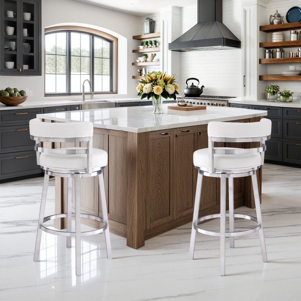 20"W x 21"D x 35"H / White/Brushed Stainless Steel