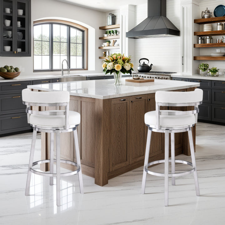 20"W x 21"D x 35"H / White/Brushed Stainless Steel