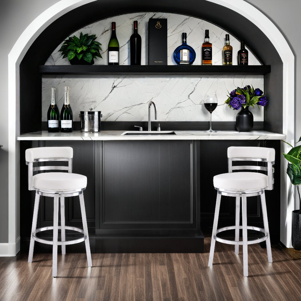 20"W x 21"D x 39"H / White/Brushed Stainless Steel