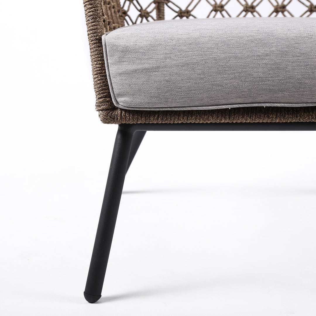 26"W x 33"D x 41"H / Gray/Taupe Rope/Black Legs