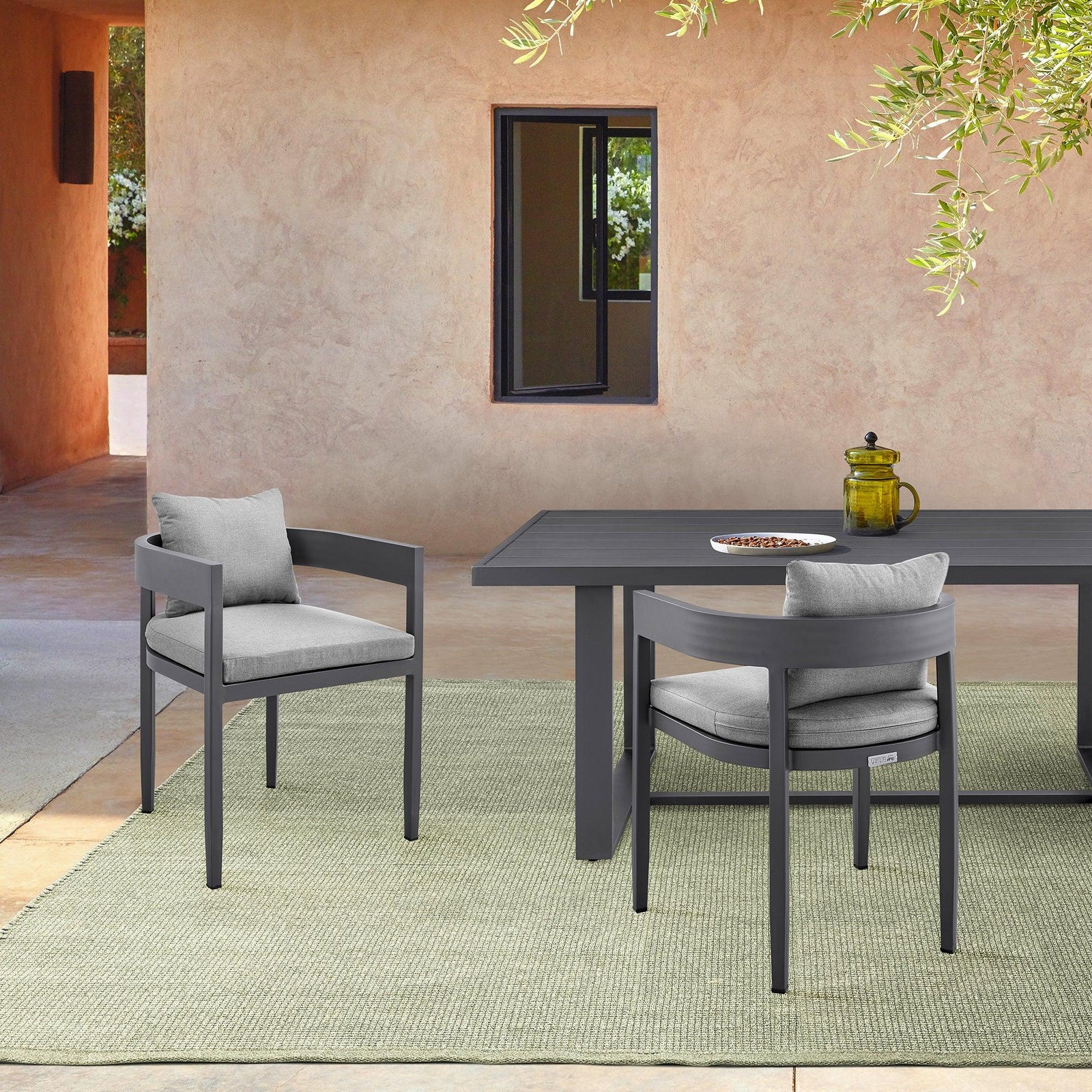 American Home Furniture Armen Living Menorca Outdoor Dining Chair Set of 2