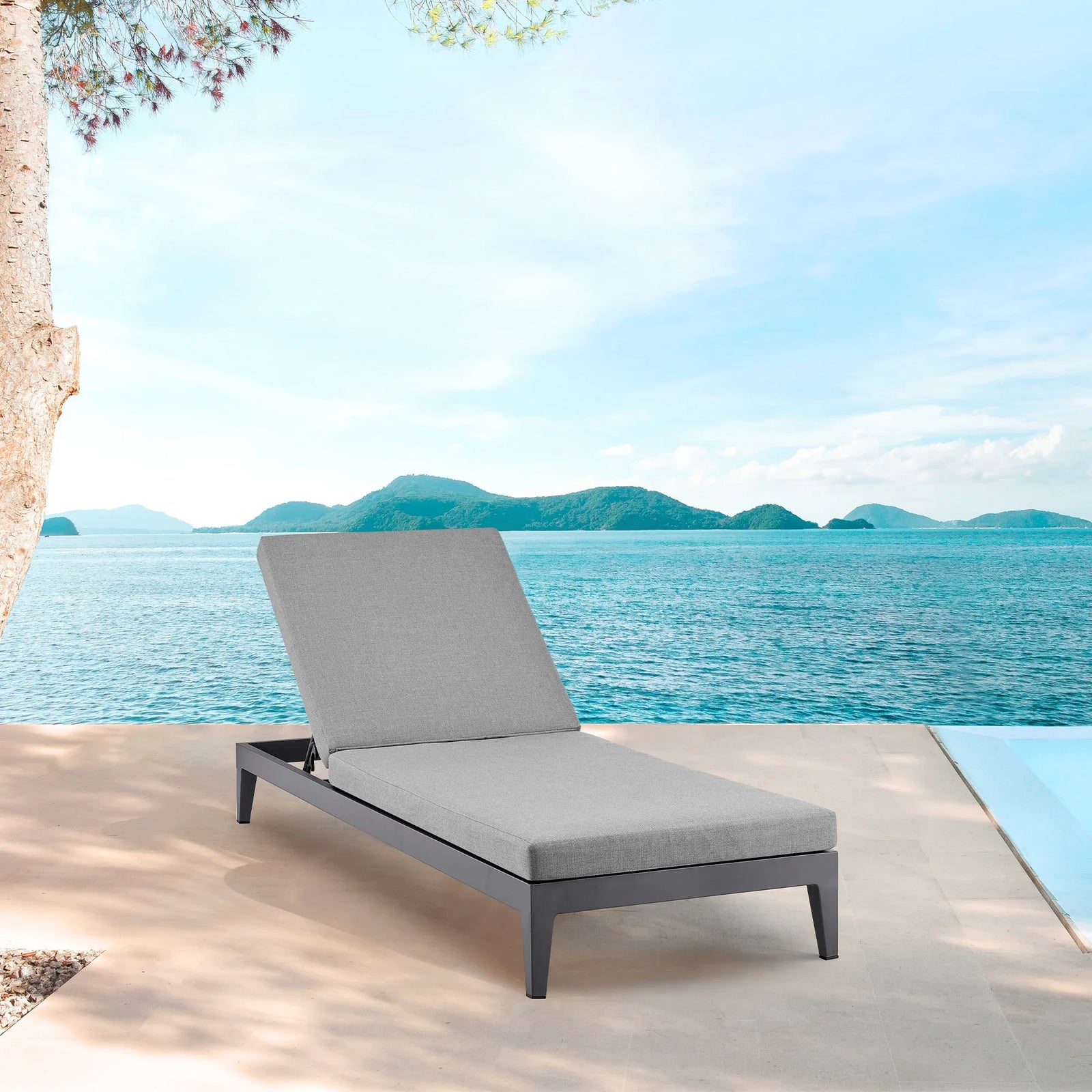 American Home Furniture Armen Living Menorca Outdoor Chaise Lounge