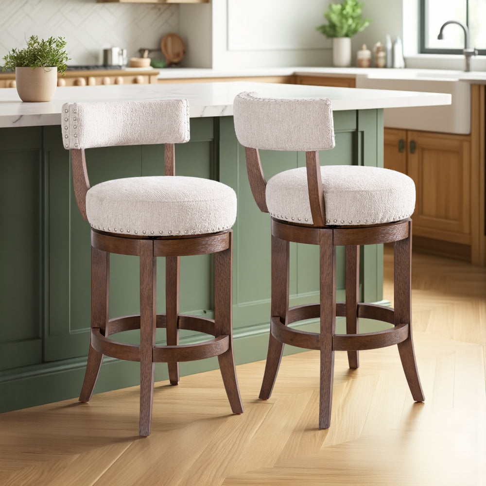 19"W x 21"D x 34.75"H / Beige/Brown Oak