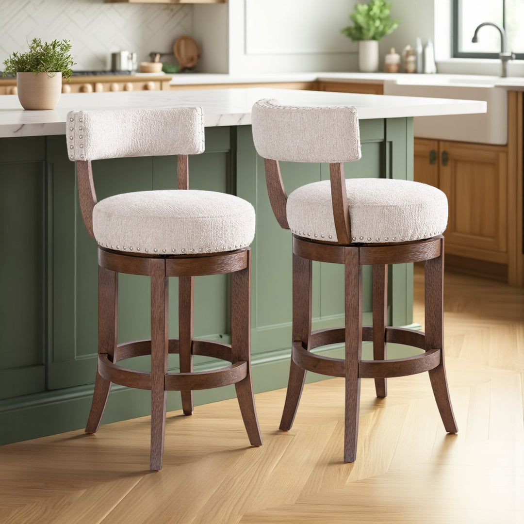 19"W x 21"D x 34.75"H / Beige/Brown Oak