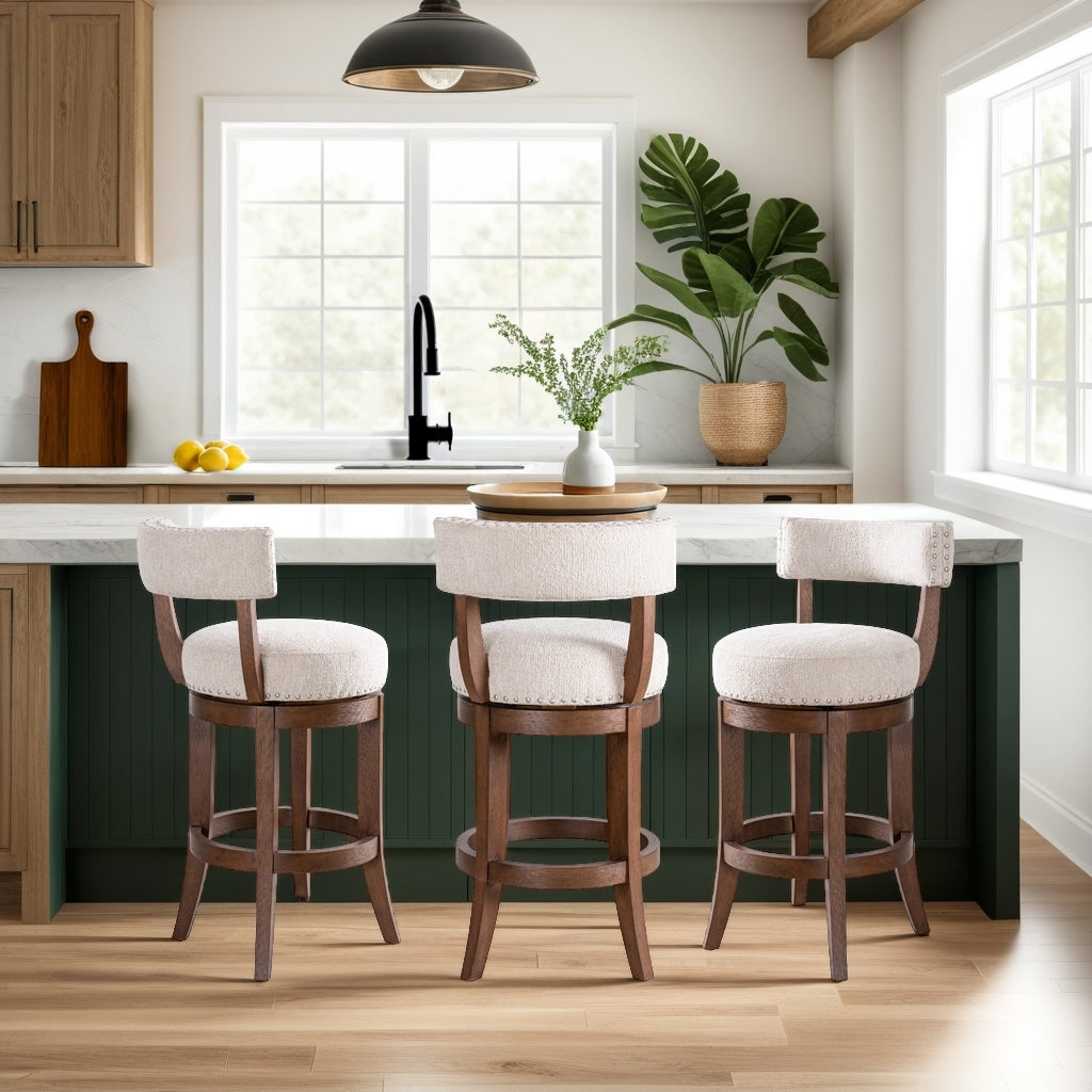 19"W x 21"D x 34.75"H / Beige/Brown Oak