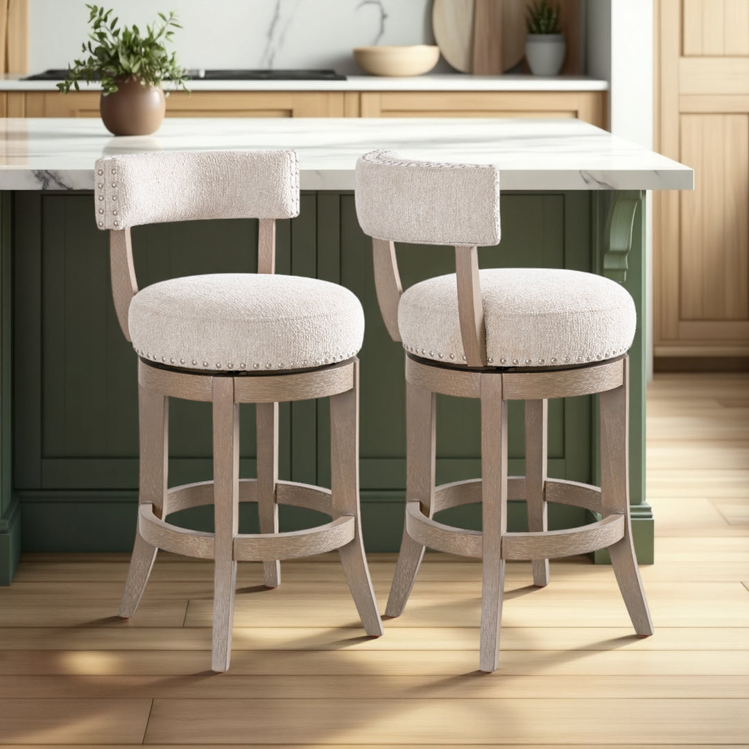 19"W x 21"D x 34.75"H / Beige/Washed Wood