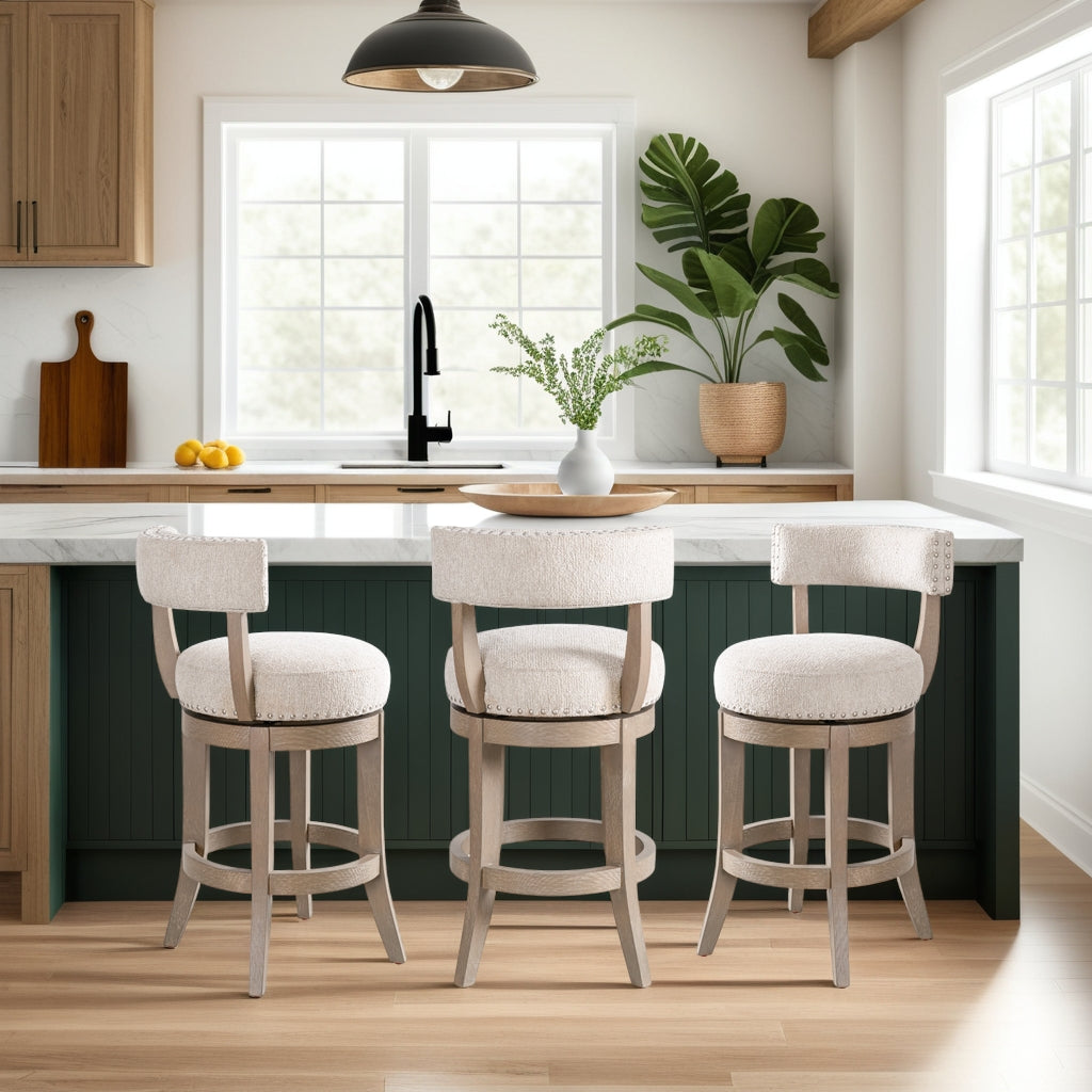 19"W x 21"D x 34.75"H / Beige/Washed Wood