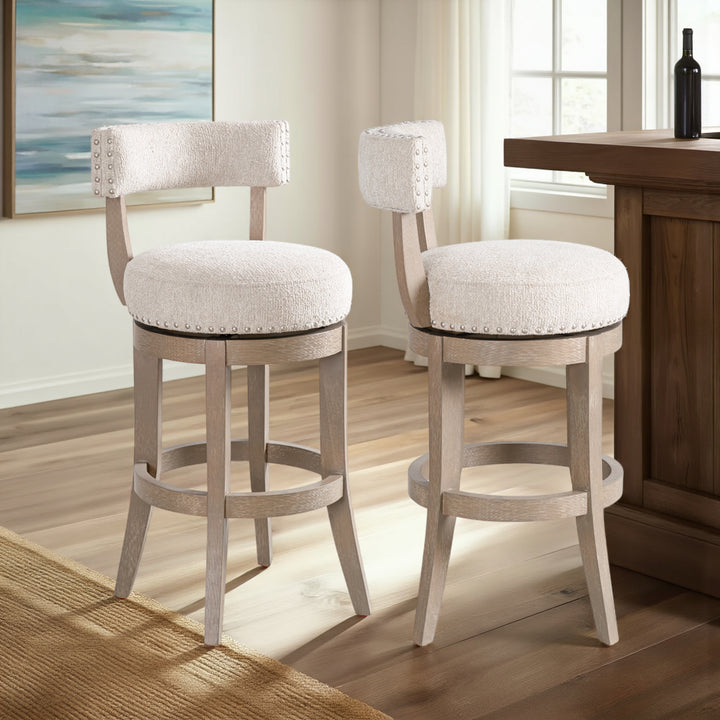 19"W x 21"D x 38.75"H / Beige/Washed Wood