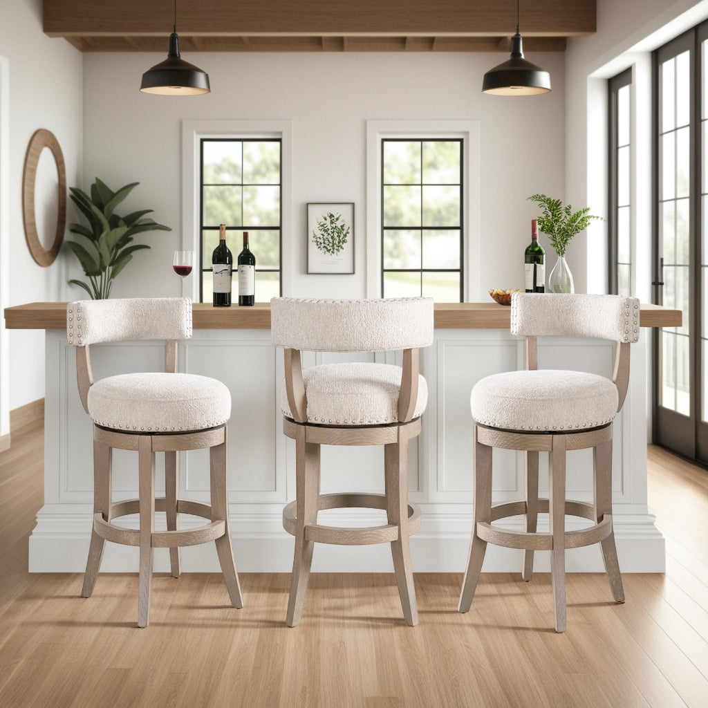 19"W x 21"D x 38.75"H / Beige/Washed Wood