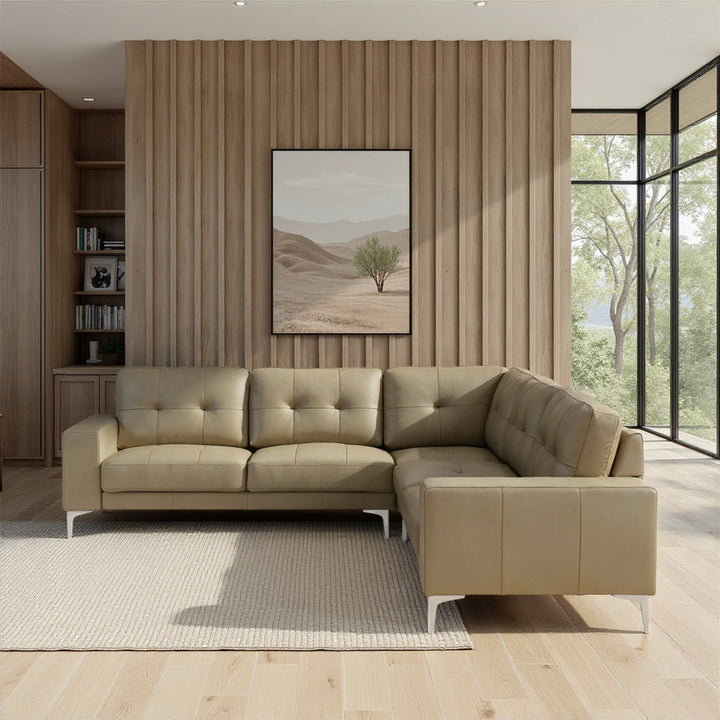 66.5"W x 35"D x 33"H / Khaki/Chrome Silver