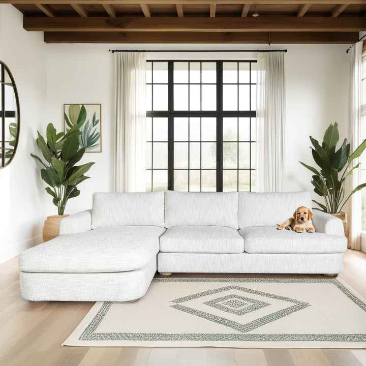 123"W x 73.75"D x 33.75"H / Snow Fleck/Brown