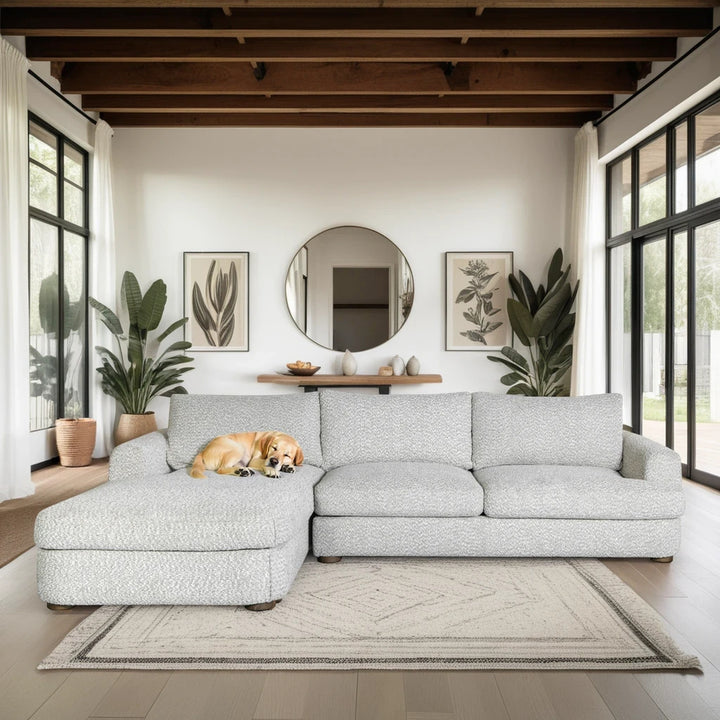 123"W x 73.75"D x 33.75"H / Speckled Stone/Brown