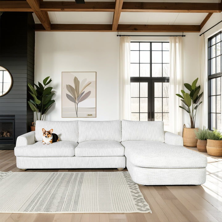 123"W x 73.75"D x 33.75"H / Snow Fleck/Brown