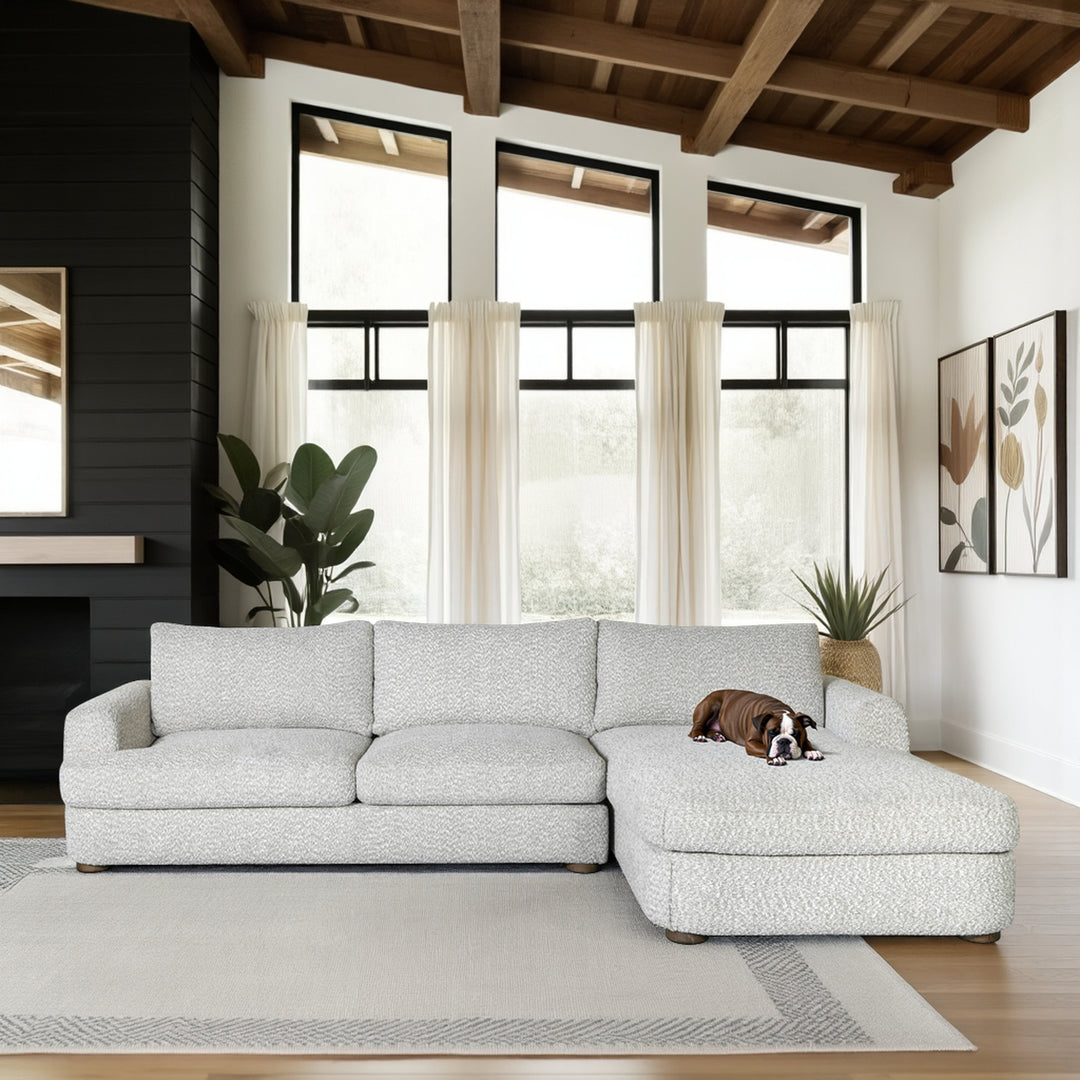 123"W x 73.75"D x 33.75"H / Speckled Stone/Brown