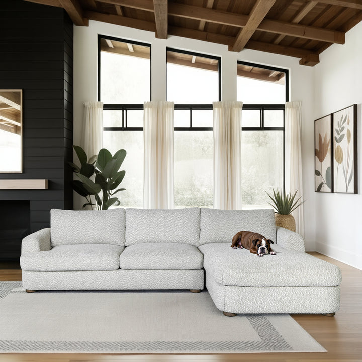 123"W x 73.75"D x 33.75"H / Speckled Stone/Brown