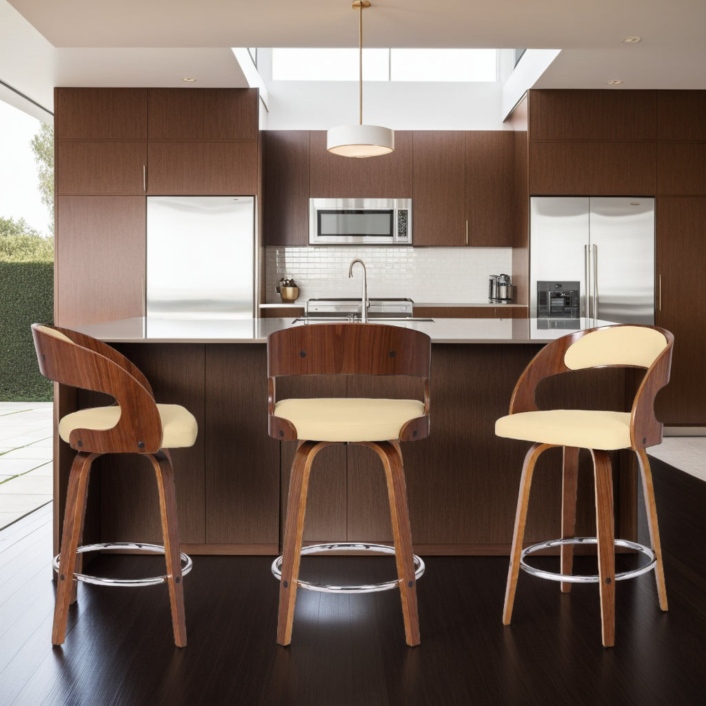 18"W x 18"D x 37"H / Cream/Chrome