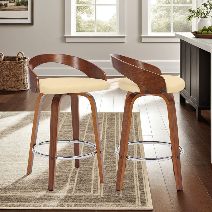 19"W x 19"D x 31"H / Cream/Walnut