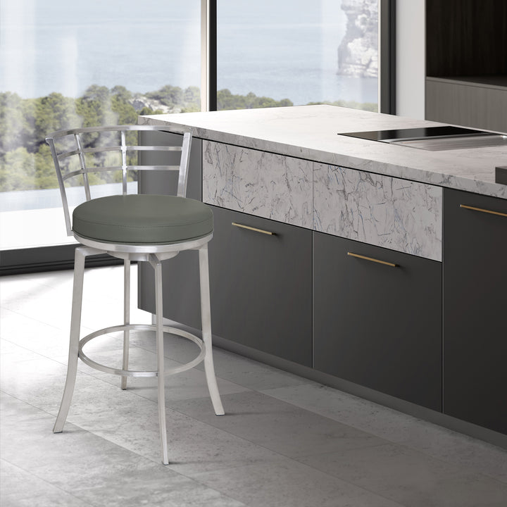 20"W x 21"D x 35"H / Gray/Brushed Stainless Steel