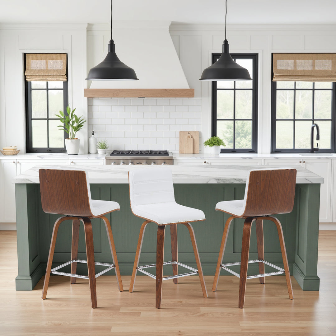 17"W x 19.75"D x 35.5"H / White/Walnut