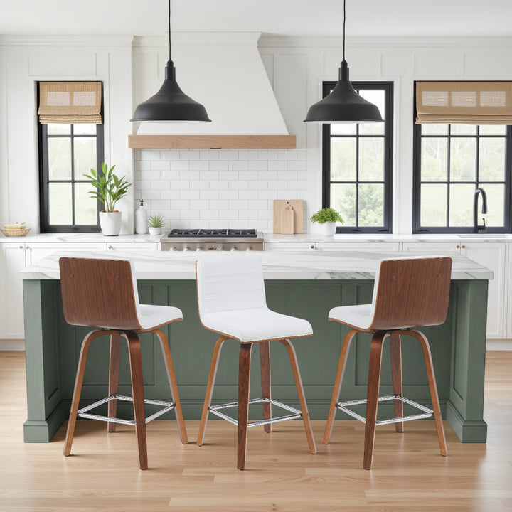 17"W x 19.75"D x 35.5"H / White/Walnut