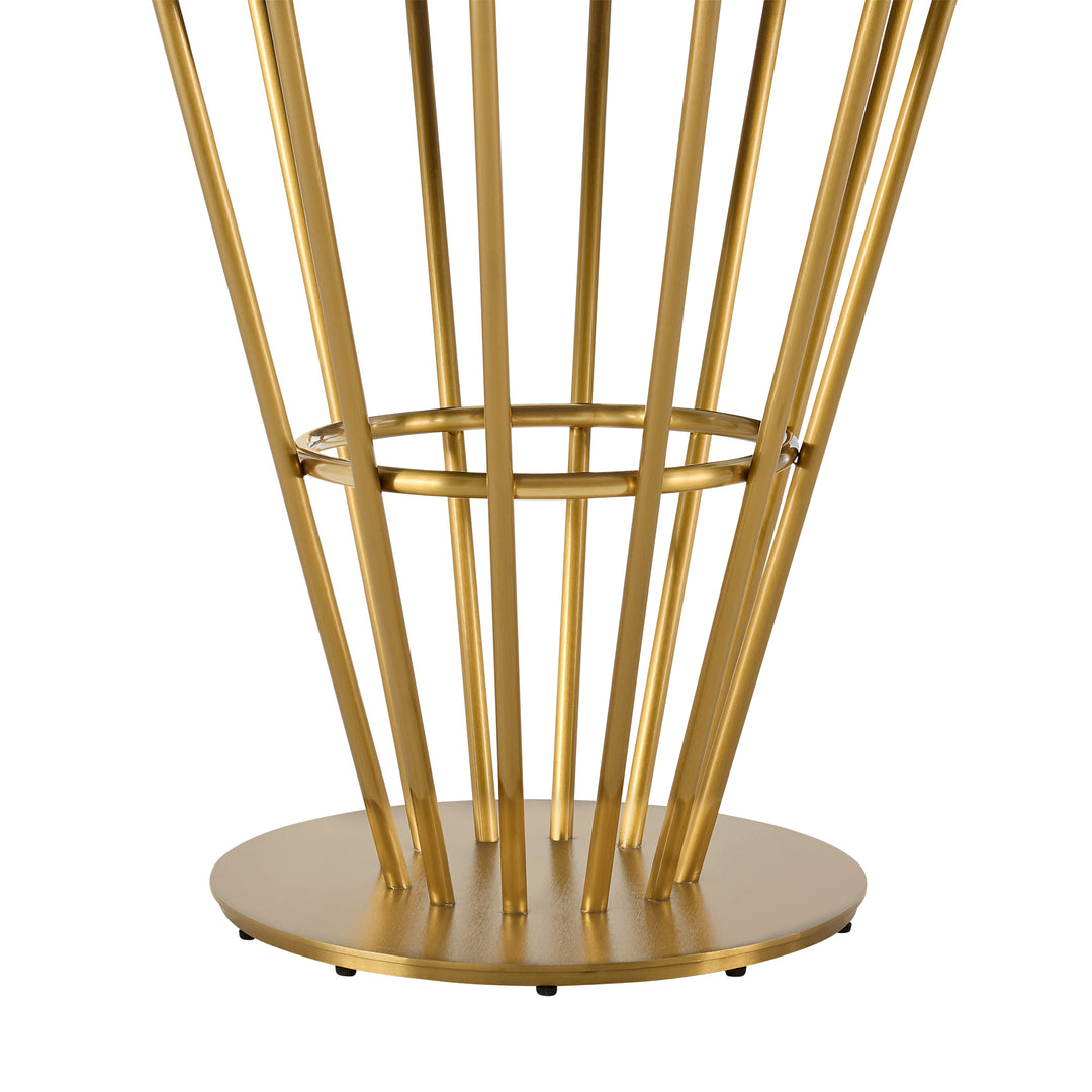 48"W x 48"D x 30.5"H / Walnut/Gold Stainless Steel