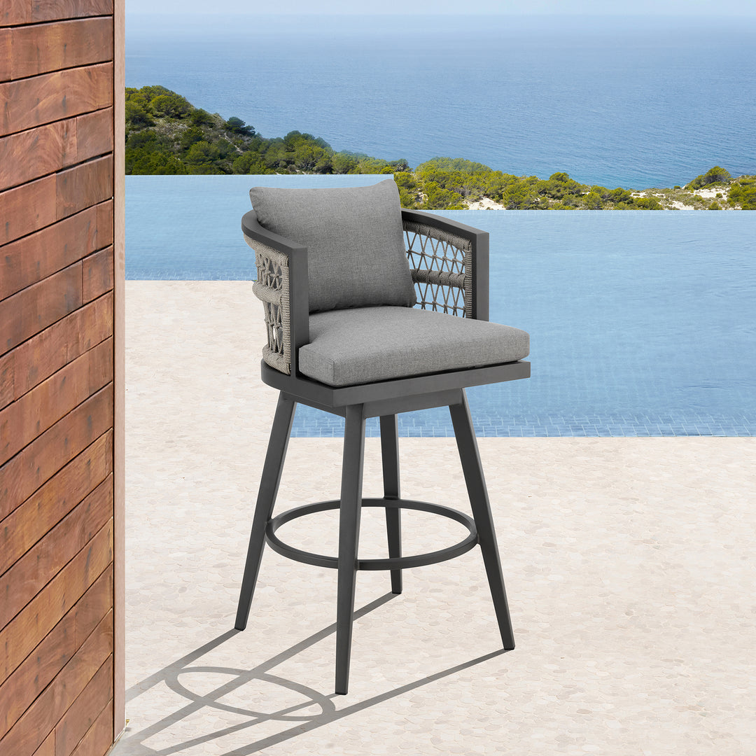 American Home Furniture Armen Living Zella Outdoor Swivel Barstool Set of 2